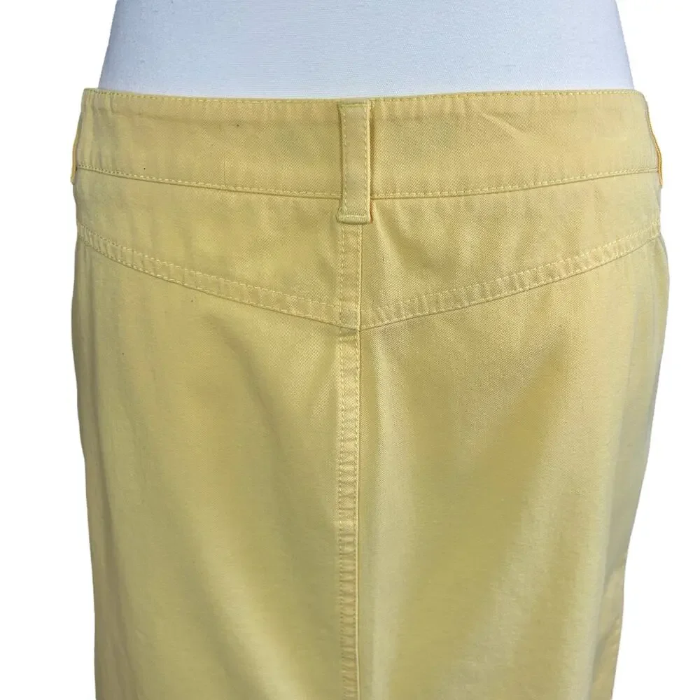 Adrienne Vittadini Classico Skirt Sze 12 Yellow A Line Casual Back Slit Colorful